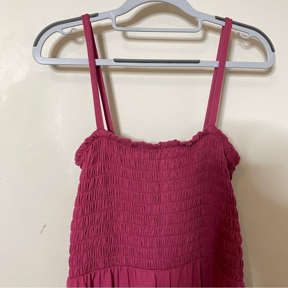 NWT Gap S Petite Smocked Jumpsuit in Pink Rose Summer Wide Legs sleeveless - Picture 3 of 7